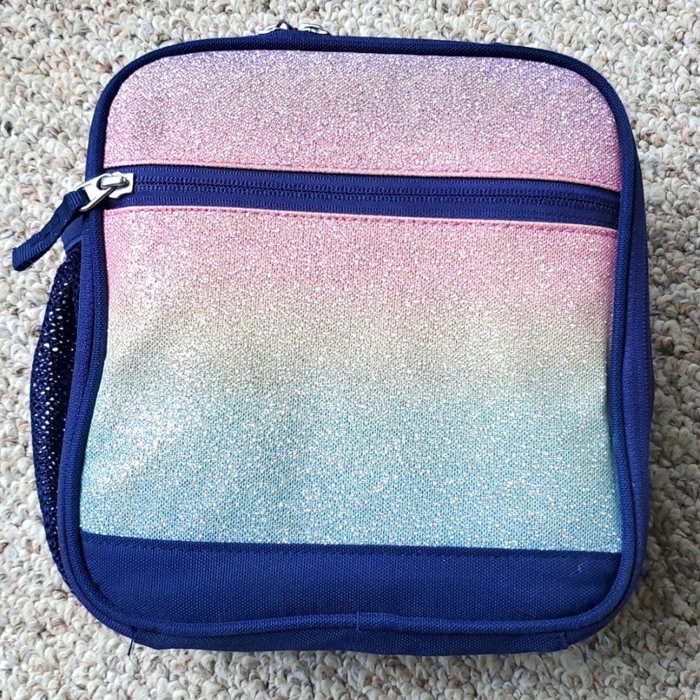 Pottery Barn Kids Mackenzie Rainbow Ombre Sparkle Glitter Classic Lunch Box